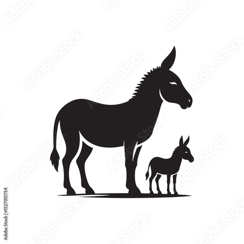 **"Charming Donkey Vector Silhouette: Rustic Farm Animal Design Featuring Distinctive Ears, Sturdy Frame, and Gentle Stance in Clean, Minimalist Style for Crafts and Digital Art"**
