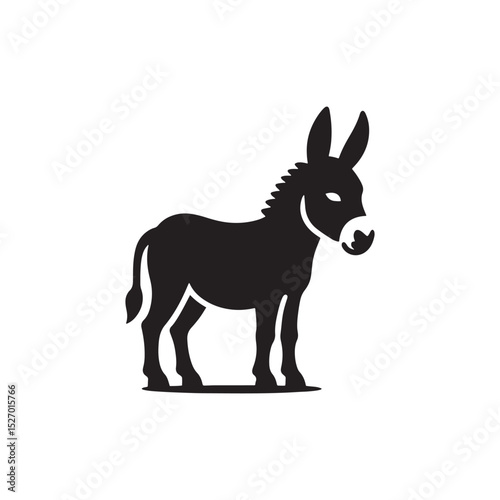 **"Charming Donkey Vector Silhouette: Rustic Farm Animal Design Featuring Distinctive Ears, Sturdy Frame, and Gentle Stance in Clean, Minimalist Style for Crafts and Digital Art"**
