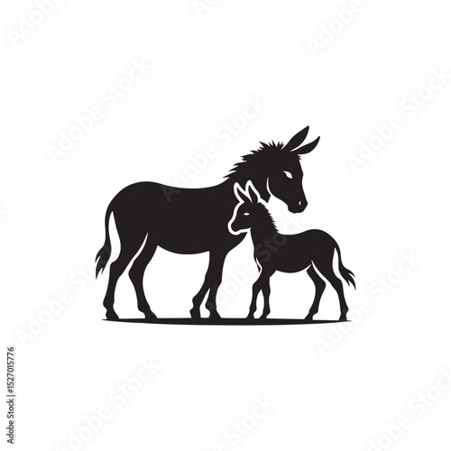 **"Charming Donkey Vector Silhouette: Rustic Farm Animal Design Featuring Distinctive Ears, Sturdy Frame, and Gentle Stance in Clean, Minimalist Style for Crafts and Digital Art"**

