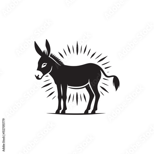 **"Charming Donkey Vector Silhouette: Rustic Farm Animal Design Featuring Distinctive Ears, Sturdy Frame, and Gentle Stance in Clean, Minimalist Style for Crafts and Digital Art"**

