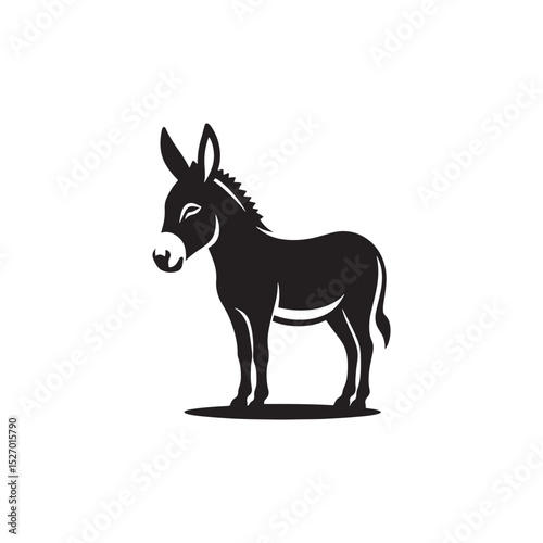 **"Charming Donkey Vector Silhouette: Rustic Farm Animal Design Featuring Distinctive Ears, Sturdy Frame, and Gentle Stance in Clean, Minimalist Style for Crafts and Digital Art"**
