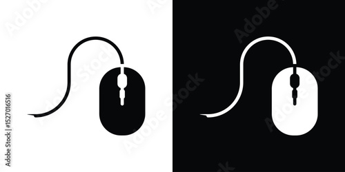 Mouse icon in flat version on black and white background
