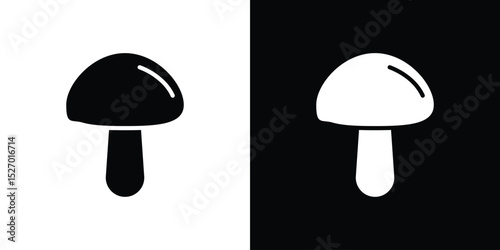 Mushroom icon in flat version on black and white background