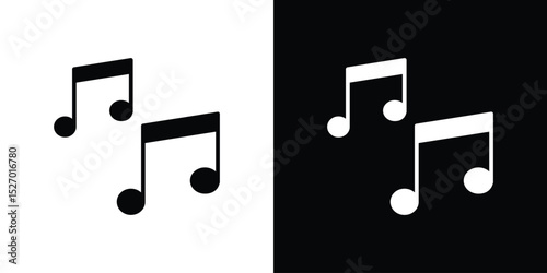 Music icon in flat version on black and white background
