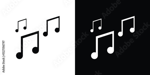 Music icon in flat version on black and white background