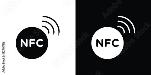 NFC icon in flat version on black and white background