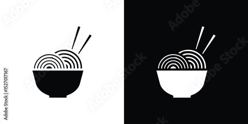 Noodles icon in flat version on black and white background