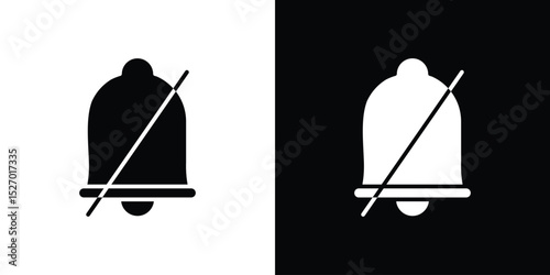 Notification off icon in flat version on black and white background