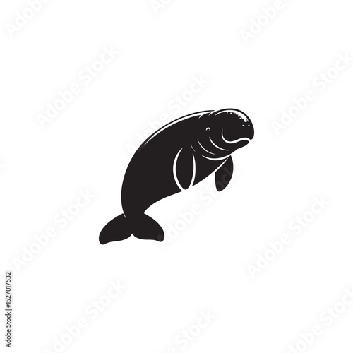 **"Gentle Dugong Vector Silhouette: Ocean Grazer Design Featuring Streamlined Body, Paddle-Like Flippers, and Peaceful Presence in Clean, Minimalist Style for Crafts and Digital Art"**
