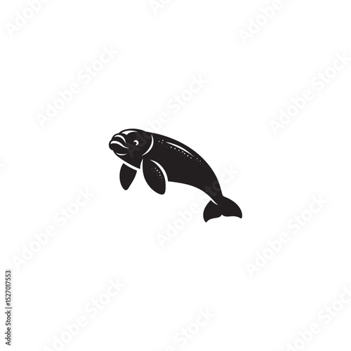 **"Gentle Dugong Vector Silhouette: Ocean Grazer Design Featuring Streamlined Body, Paddle-Like Flippers, and Peaceful Presence in Clean, Minimalist Style for Crafts and Digital Art"**
