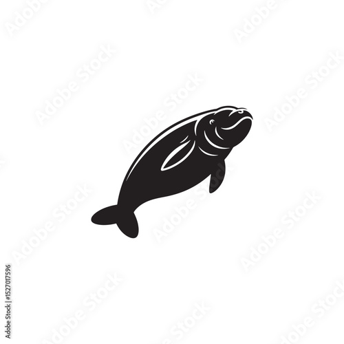 **"Gentle Dugong Vector Silhouette: Ocean Grazer Design Featuring Streamlined Body, Paddle-Like Flippers, and Peaceful Presence in Clean, Minimalist Style for Crafts and Digital Art"**
