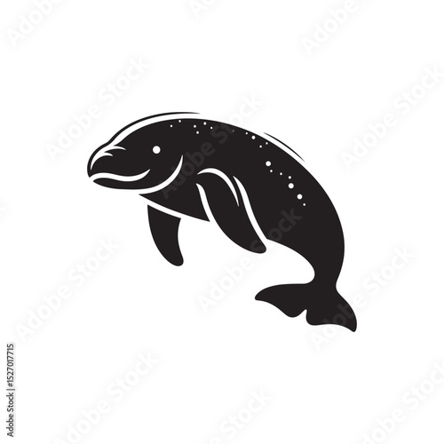 **"Gentle Dugong Vector Silhouette: Ocean Grazer Design Featuring Streamlined Body, Paddle-Like Flippers, and Peaceful Presence in Clean, Minimalist Style for Crafts and Digital Art"**
