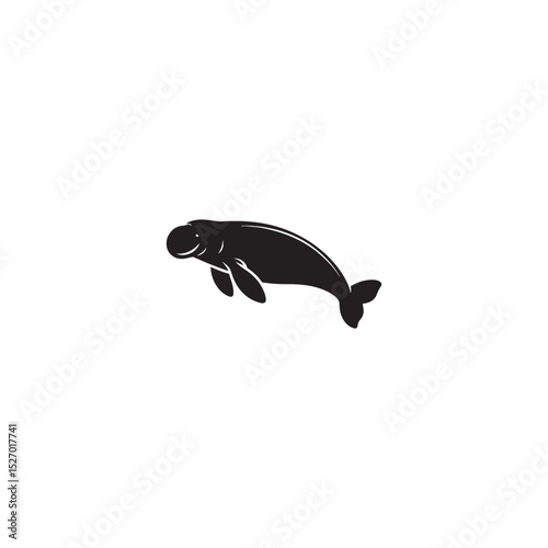 **"Gentle Dugong Vector Silhouette: Ocean Grazer Design Featuring Streamlined Body, Paddle-Like Flippers, and Peaceful Presence in Clean, Minimalist Style for Crafts and Digital Art"**
