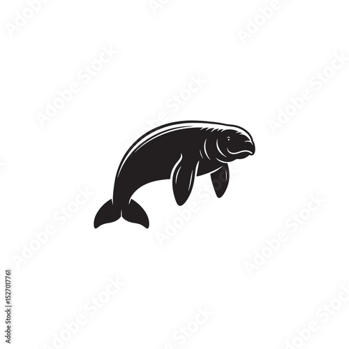 **"Gentle Dugong Vector Silhouette: Ocean Grazer Design Featuring Streamlined Body, Paddle-Like Flippers, and Peaceful Presence in Clean, Minimalist Style for Crafts and Digital Art"**
