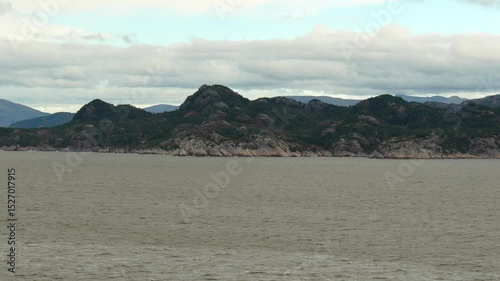 Wallpaper Mural Cruise in Norway. View of the fjord from the boat , view of the mountains from the boat, waterfalls, cruise ships and tender boats carrying tourists from ship to shore on a beautiful day with blue sky Torontodigital.ca