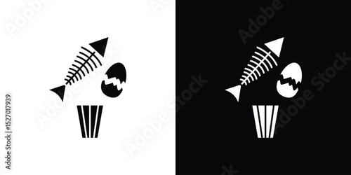 Organic waste icon in flat version on black and white background