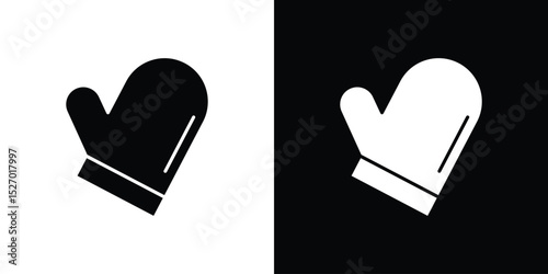 Oven mitt icon in flat version on black and white background