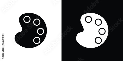 Palette icon in flat version on black and white background