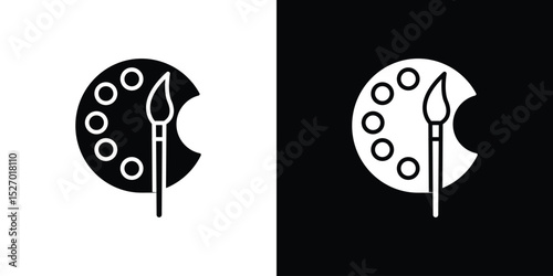Palette icon in flat version on black and white background