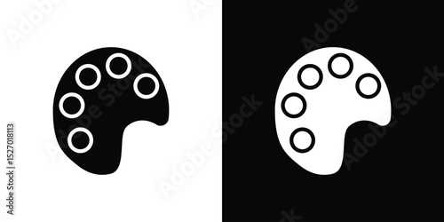 Palette icon in flat version on black and white background