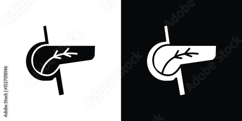 pancreas icon in flat version on black and white background