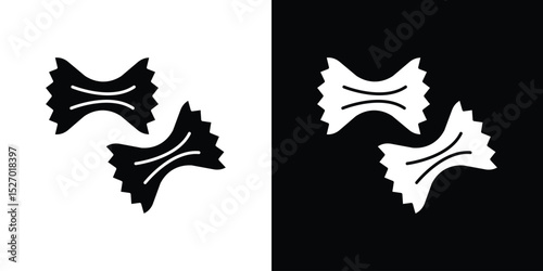 Pasta icon in flat version on black and white background