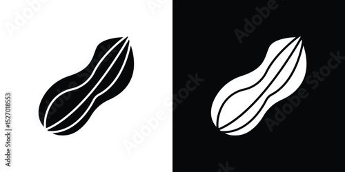 Peanut icon in flat version on black and white background