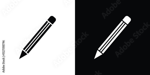 Pencil icon in flat version on black and white background