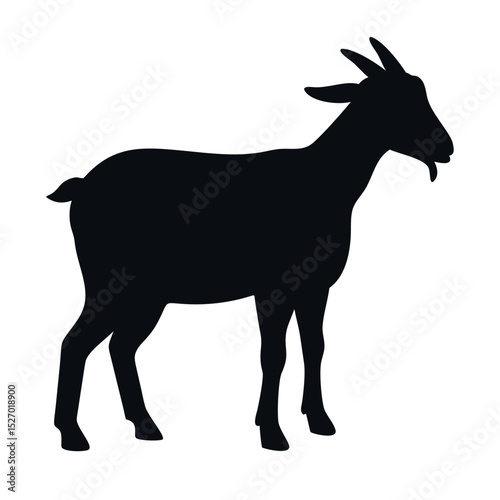 Black silhouette of a goat standing with visible horns. vector illustration for logo and icon in EPS file format. goat black silhouette logo vector.