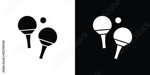 Ping pong icon in flat version on black and white background