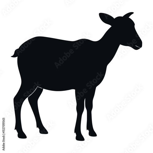 Black silhouette of a goat or deer standing. vector illustration for logo and icon in EPS file format. goat black silhouette logo vector.