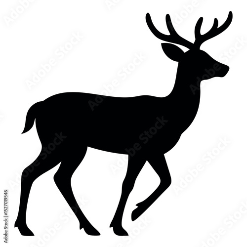 Reindeer black silhouette, Christmas holidays reindeer, deer illustration. deer silhouettes. Deer Black and white silhouette vector.