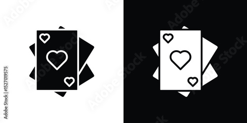 Playing cards icon in flat version on black and white background