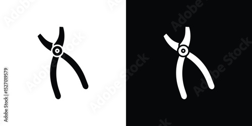 Pliers icon in flat version on black and white background