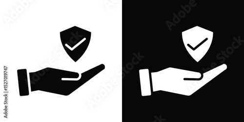 Policyholder icon in flat version on black and white background