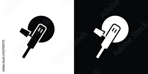 Polisher icon in flat version on black and white background