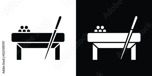 Pool table icon in flat version on black and white background