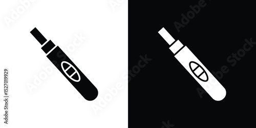 Pregnancy test icon in flat version on black and white background