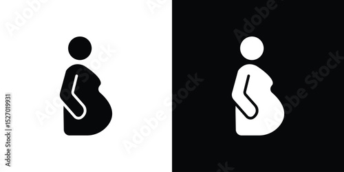 Pregnant woman icon in flat version on black and white background