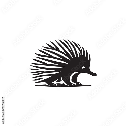 **"Unique Echidna Vector Silhouette: Spiny Monotreme Design Featuring Distinctive Snout, Rounded Body, and Textured Quills in Clean, Minimalist Style for Crafts and Digital Art"**
