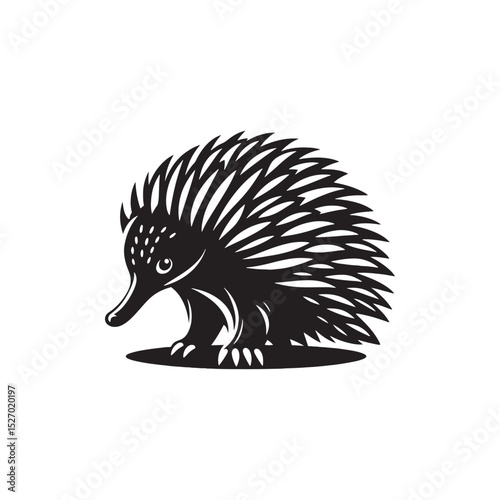 **"Unique Echidna Vector Silhouette: Spiny Monotreme Design Featuring Distinctive Snout, Rounded Body, and Textured Quills in Clean, Minimalist Style for Crafts and Digital Art"**
