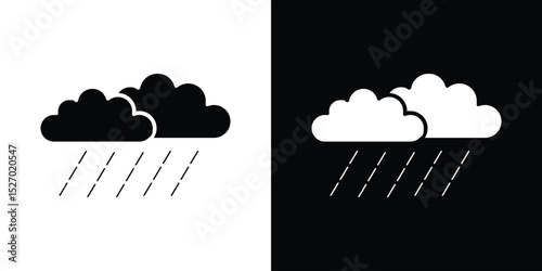 Rain icon in flat version on black and white background
