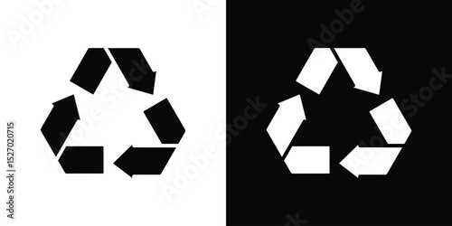 Recycle icon in flat version on black and white background