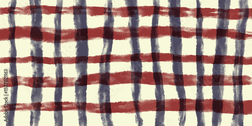 Hand-drawn 4th of July red blue plaid