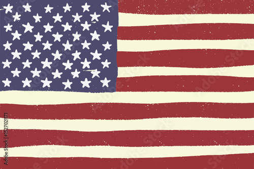 Grunge hand-drawn 4th of July American flag