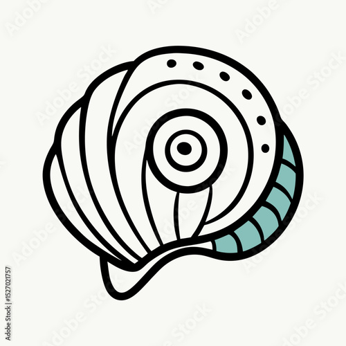 Stylized Seashell Line Art Illustration