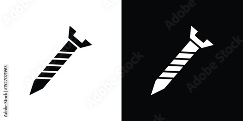 Screw icon in flat version on black and white background