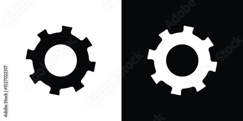 Settings gear icon in flat version on black and white background