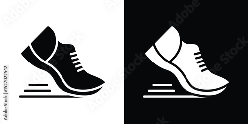 Shoes icon in flat version on black and white background