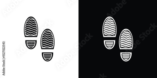 Shoe print icon in flat version on black and white background
